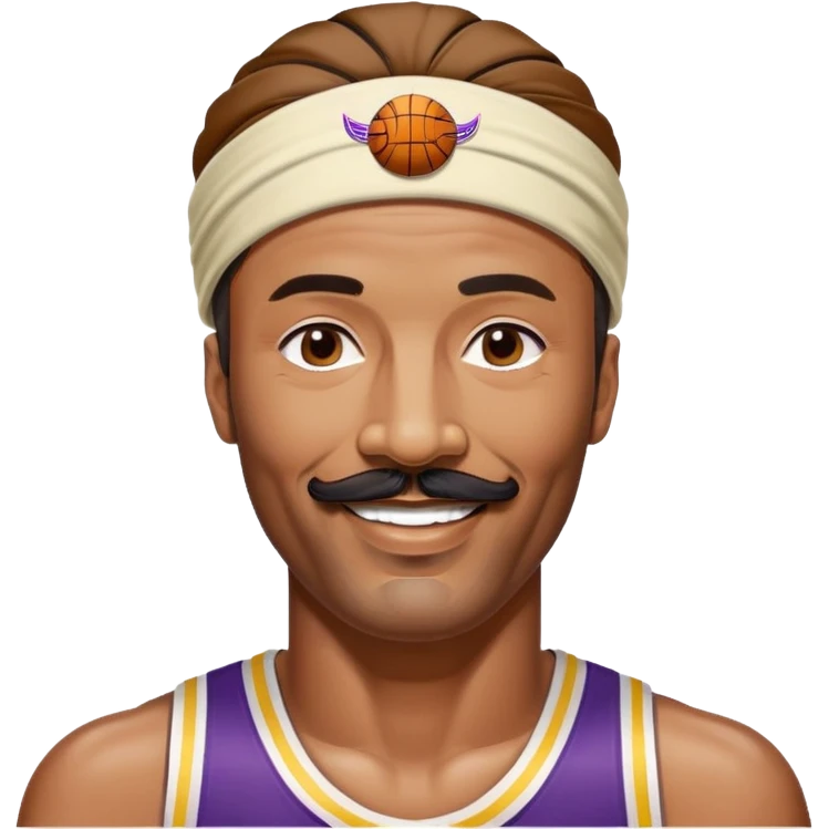 Wilt Chamberlain basketball legend, tall, mustache, headband, smiling emoji
