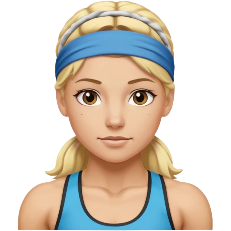 blonde female athelete with headband emoji