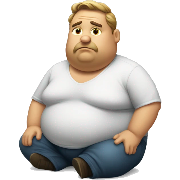 A fat man siting and thinking something  emoji