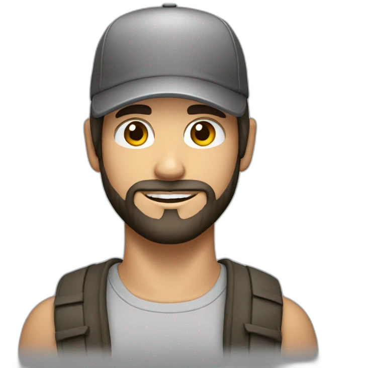 young dark-haired white man with a cap and beard emoji