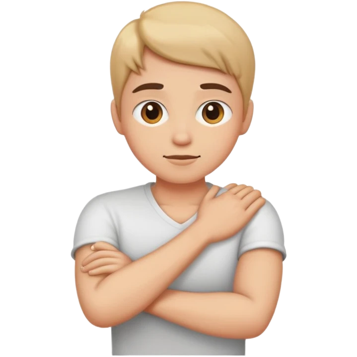 Arms crossed and holding neck emoji