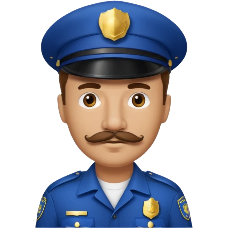 Male police officer, cap on, mustache, realistic portrait emoji