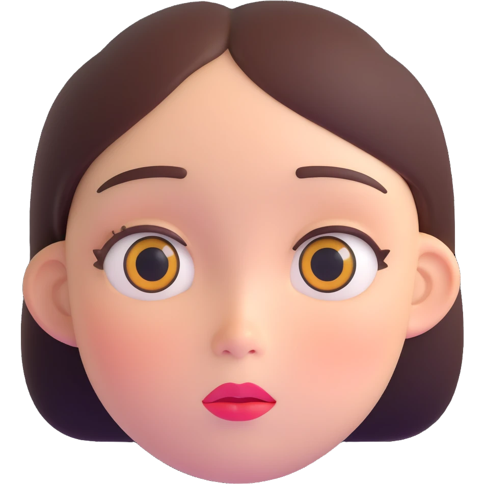 girl with narrow small eyes and big round face emoji