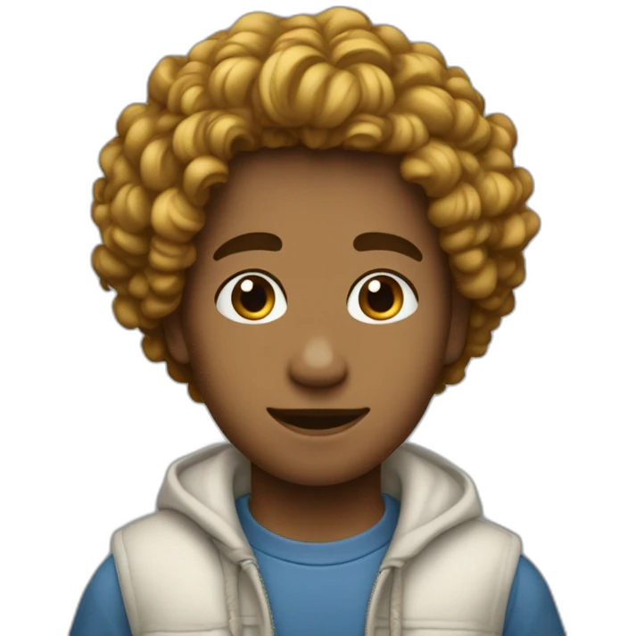 Garçon coupe cheveux bouclés emoji