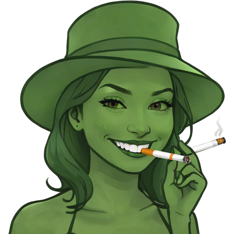 smiling girl with cigarette emoji