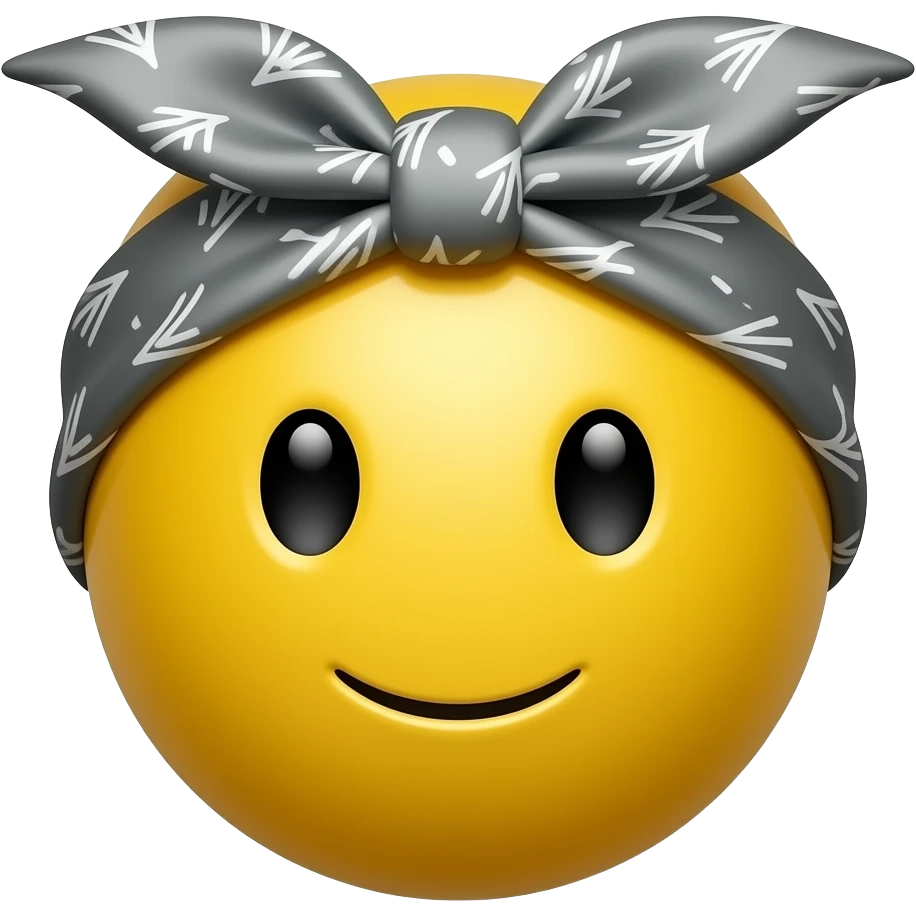 Yellow round glossy emoji with bandana emoji