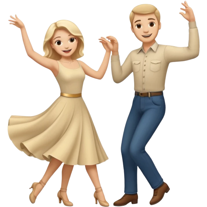 White Man and white woman dancing white emoji