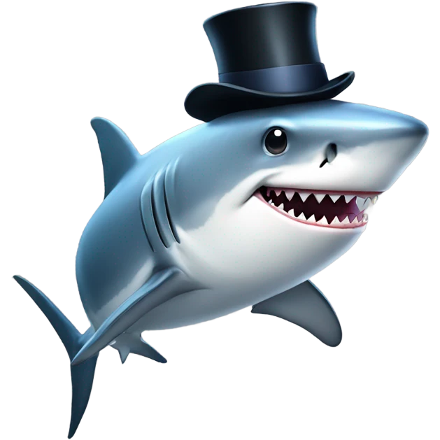 Shark with a top hat emoji
