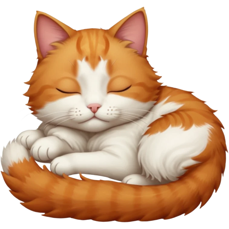 ginger and white small cat eyes closed lying down in weird position emoji