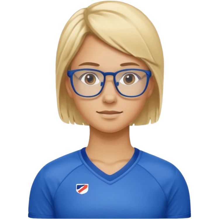 Blonde Athlete with Glasses – Blonde hair, blue sports jersey.

 emoji