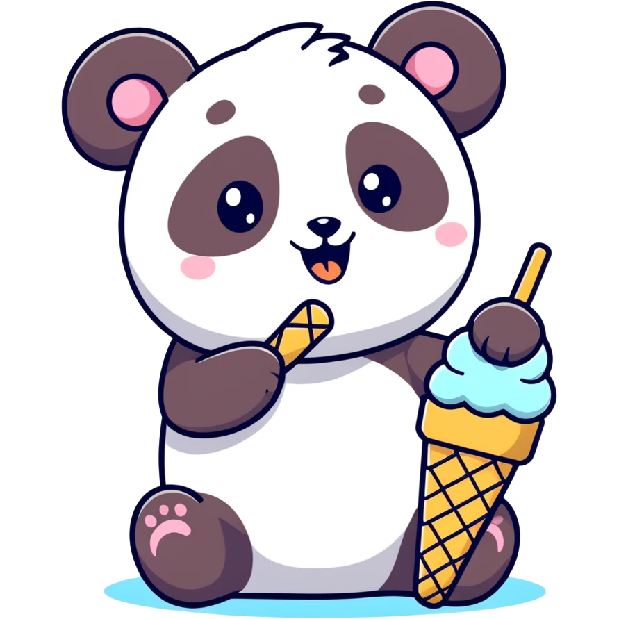 Panda eating ice cream emoji