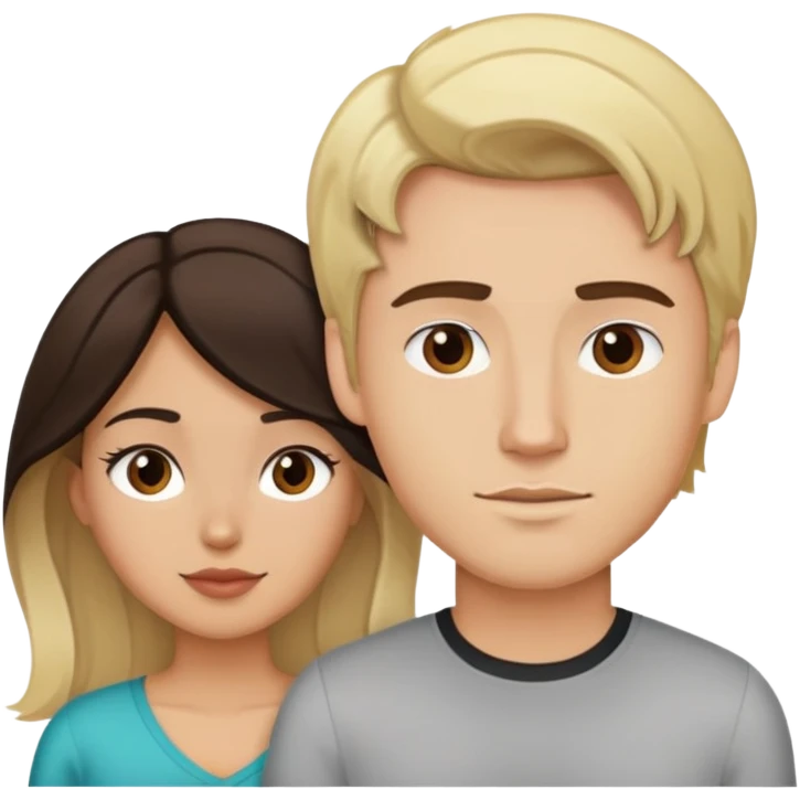 Blonde guy with Latina brunette emoji