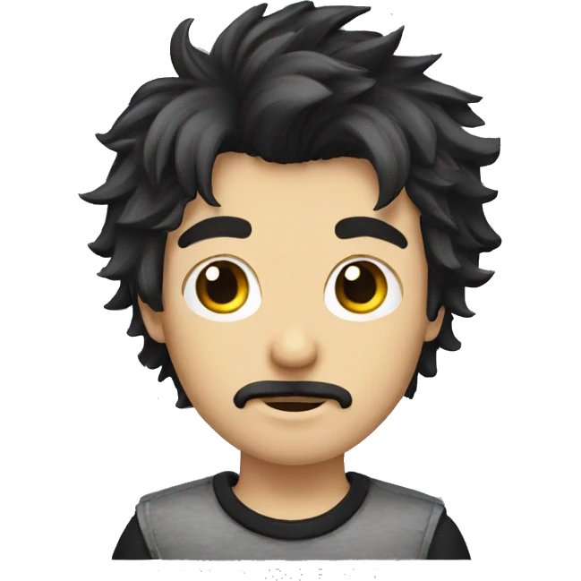emo boy with shaggy hair and moustache emoji