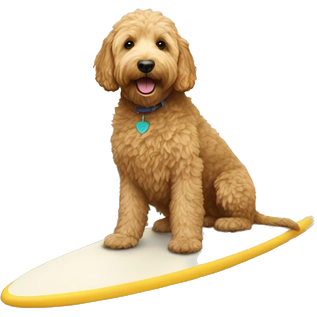 golden doodle on a surfboard emoji