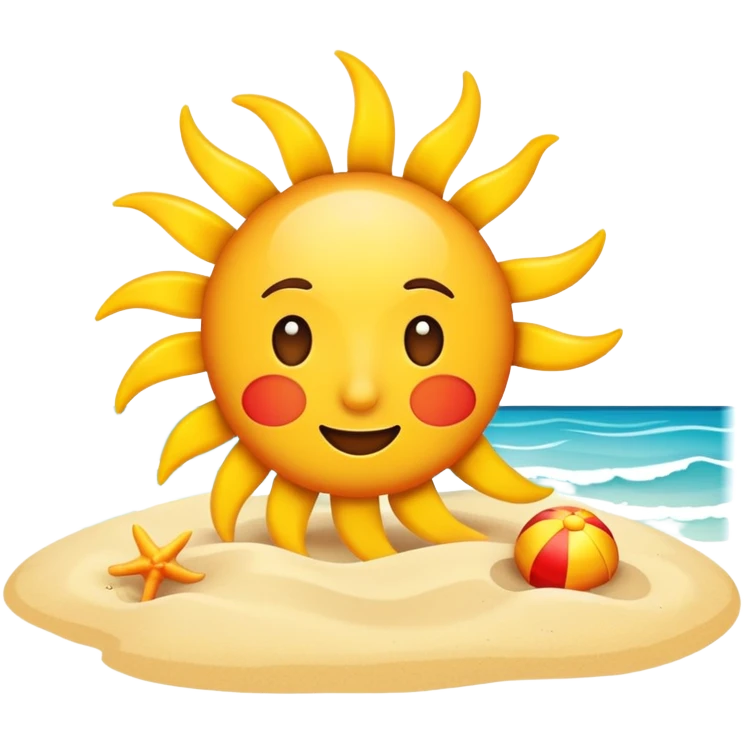 El sol radiante en la playa emoji