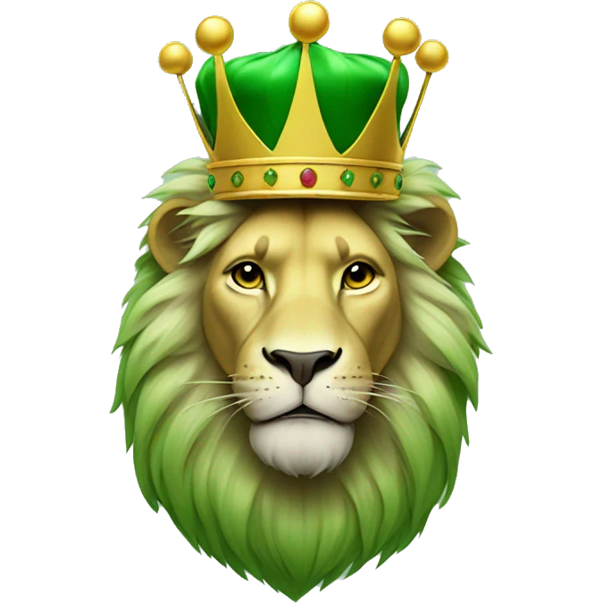 Green lion wearing a kings crown emoji
