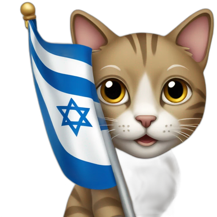 Cat holding israel flag emoji