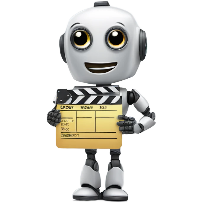 happy robot holding a clapboard emoji