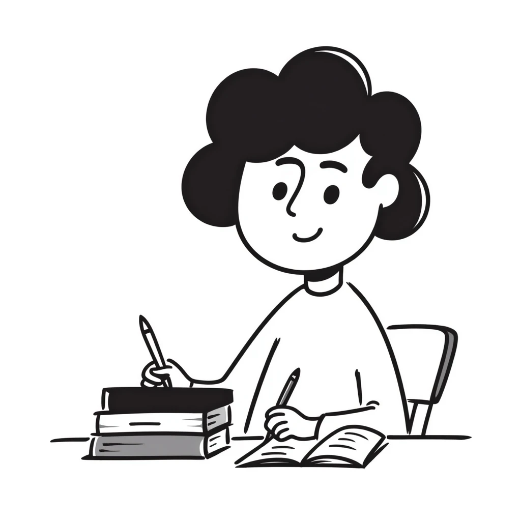 Student sitting at desk, taking notes while listening to lecture emoji