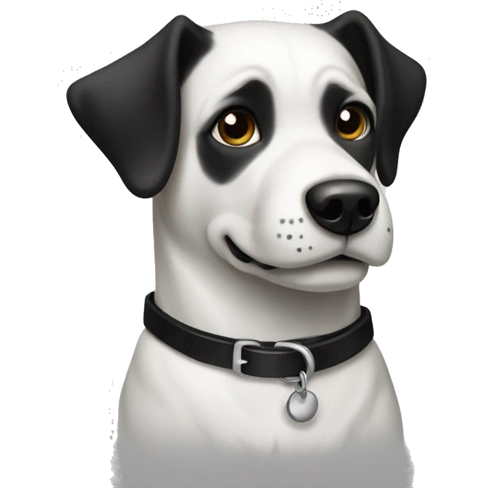 Black and white dog with black collar on  emoji