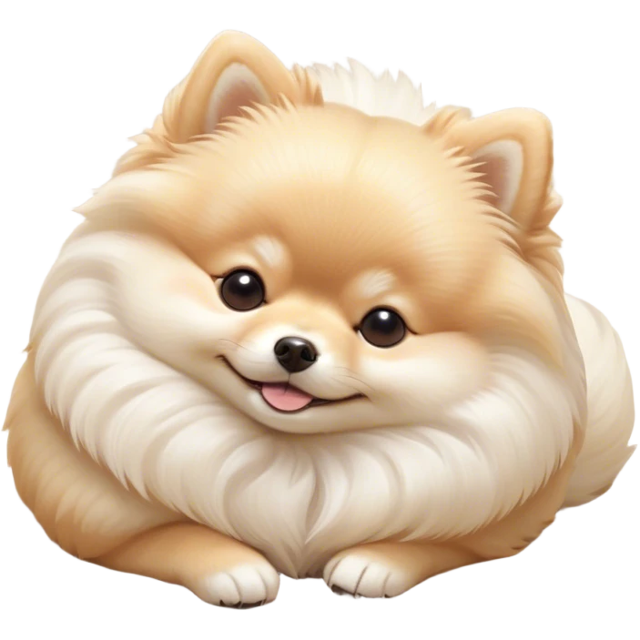 Meme-Worthy Cute Sleeping Cream Pomeranian Portrait Emoji, Head resting peacefully with a contented smile, showcasing a delightfully compact build and a luxuriously soft, fluffy cream Fur, eyes shut in a serene nap, Simplified yet hilariously adorable features, highly detailed, glowing with a soft, drowsy light, high shine, relaxed and utterly lovable, stylized with an air of playful laziness, bright and heartwarming, soft glowing outline, capturing the essence of a comically sleepy companion, so meme-worthy it feels like it could instantly become the next viral sensation of adorable slumber! emoji