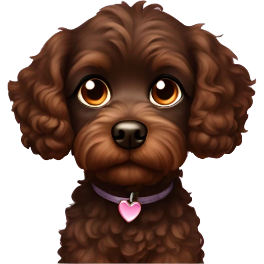 Dark brown Your Cavapoo looking up with big, eyes with sparkles or tiny hearts around the eyes to show how cute they are emoji