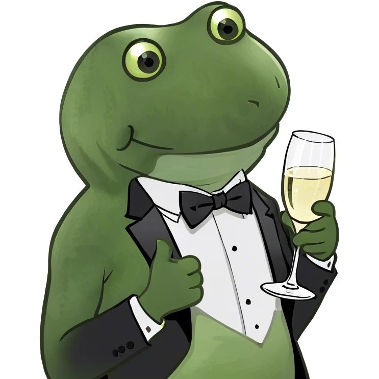 Man I’m tuxedo winking and holding champagne  emoji