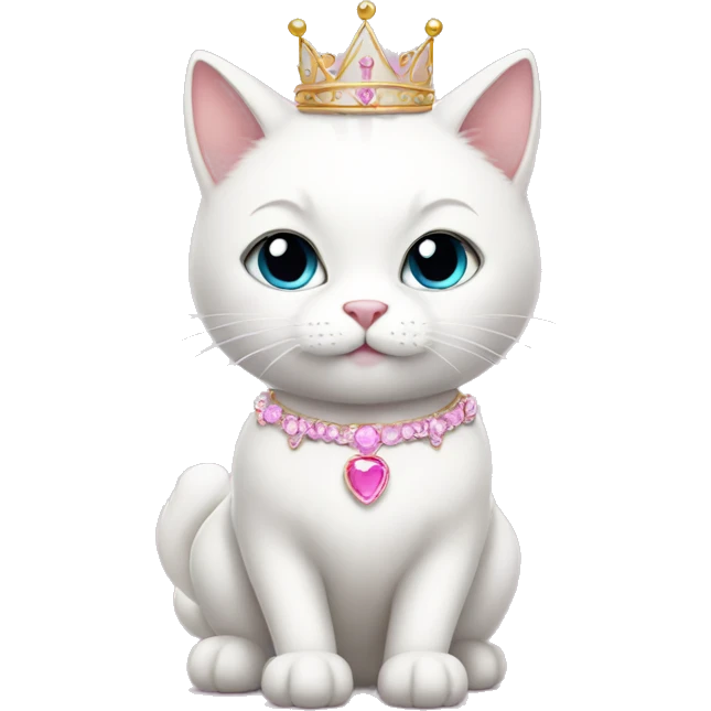 White cat in pink princess dress with tiara emoji