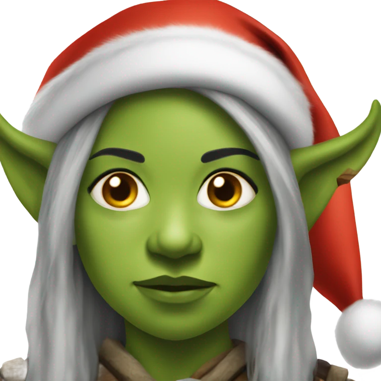 orc female warrior with santa hat emoji