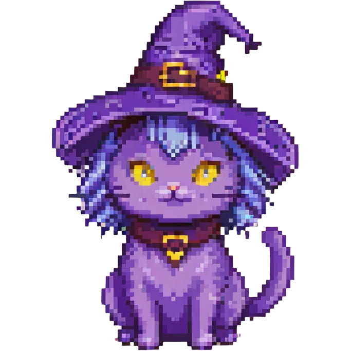 purple witch cat pixel art emoji