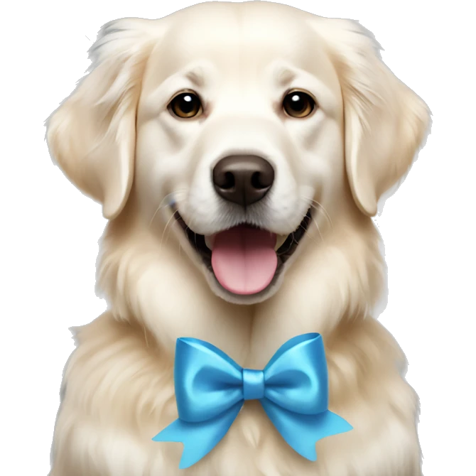 white golden retriever having birthday emoji