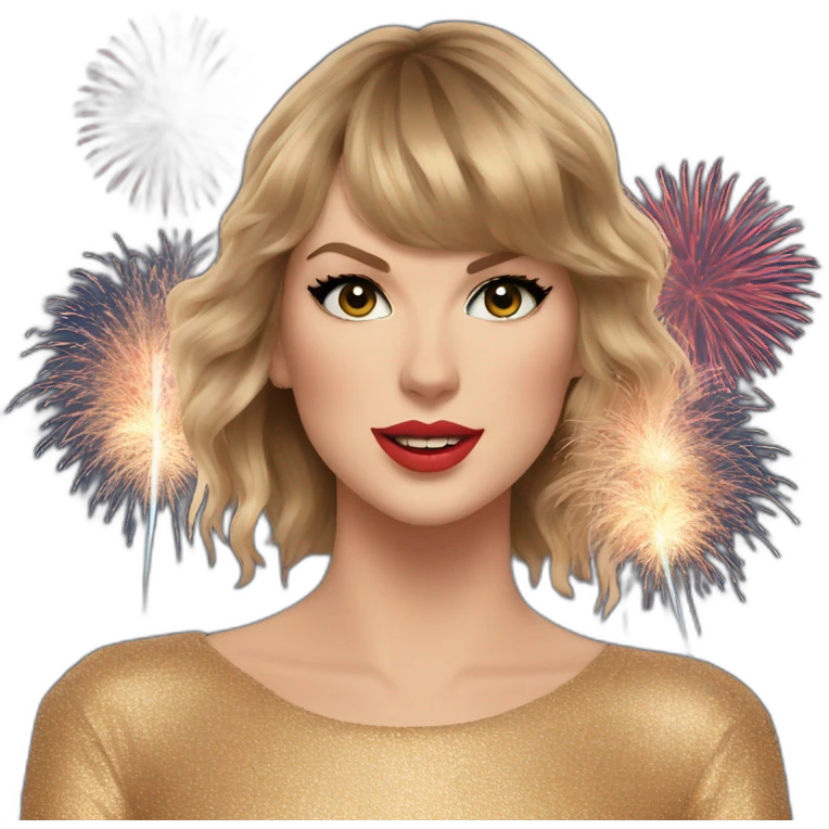 Taylor Swift with fireworks emoji