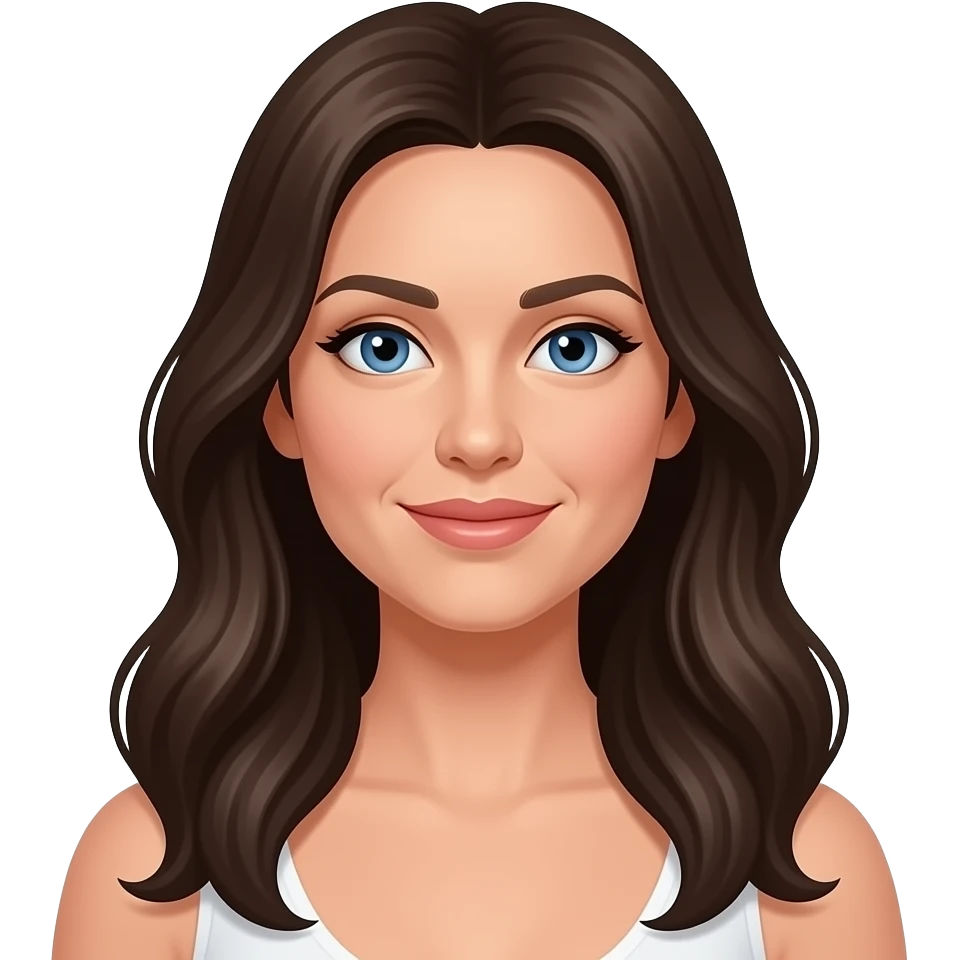 brunette long hair very fit beauty blue eyes 40 years old emoji