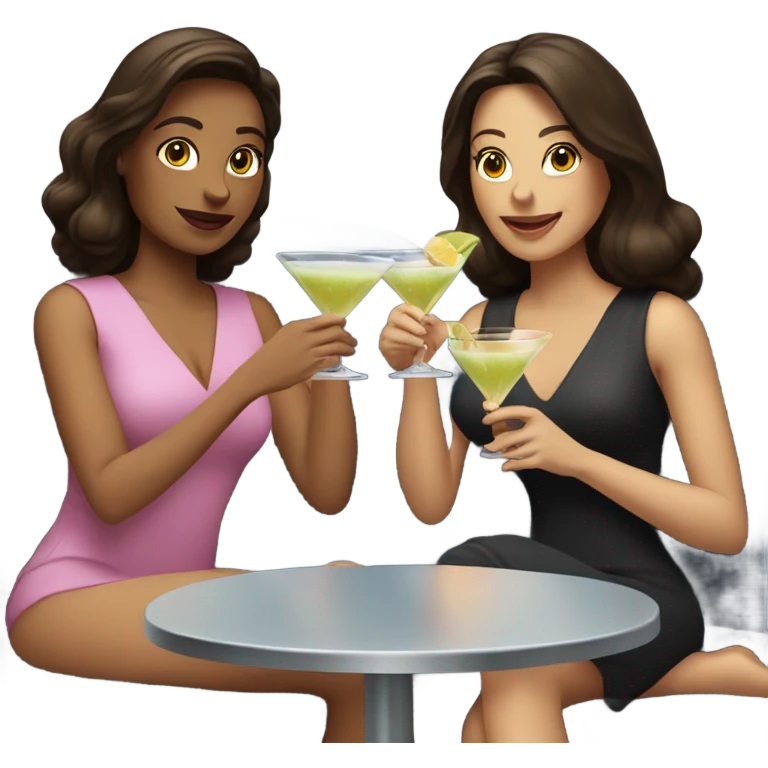  women two friends sipping martinis brunettes emoji