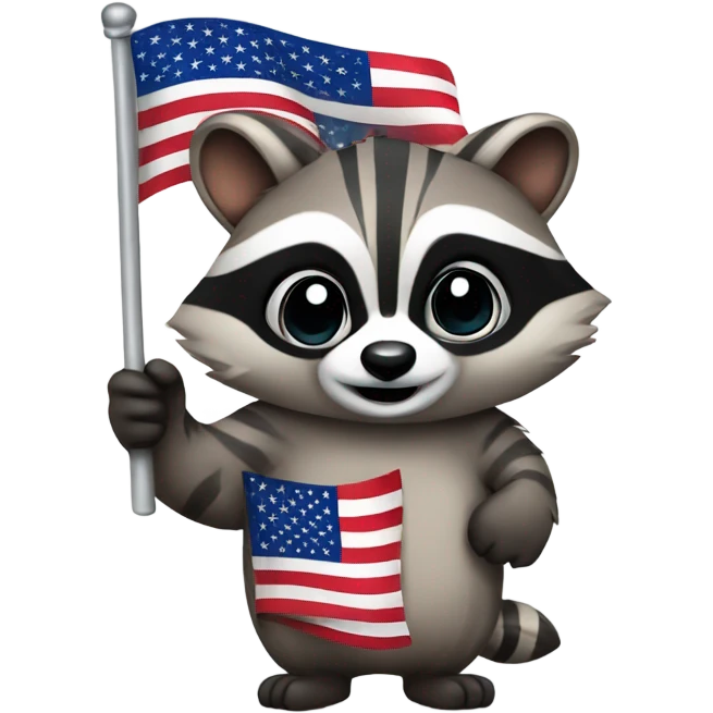Raccoon with American flag emoji