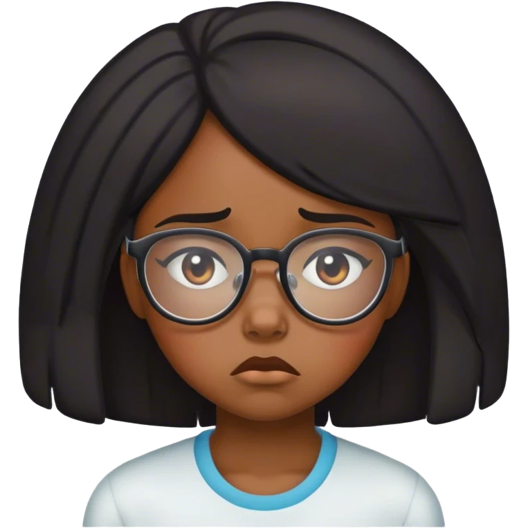 Black girl with glasses ashamed emoji