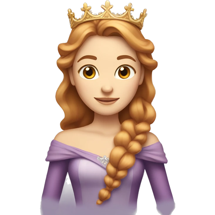 
"A princess emoji with light brown (auburn) hair that gradually turns blonde towards the ends, wearing a queen's crown on her head." emoji