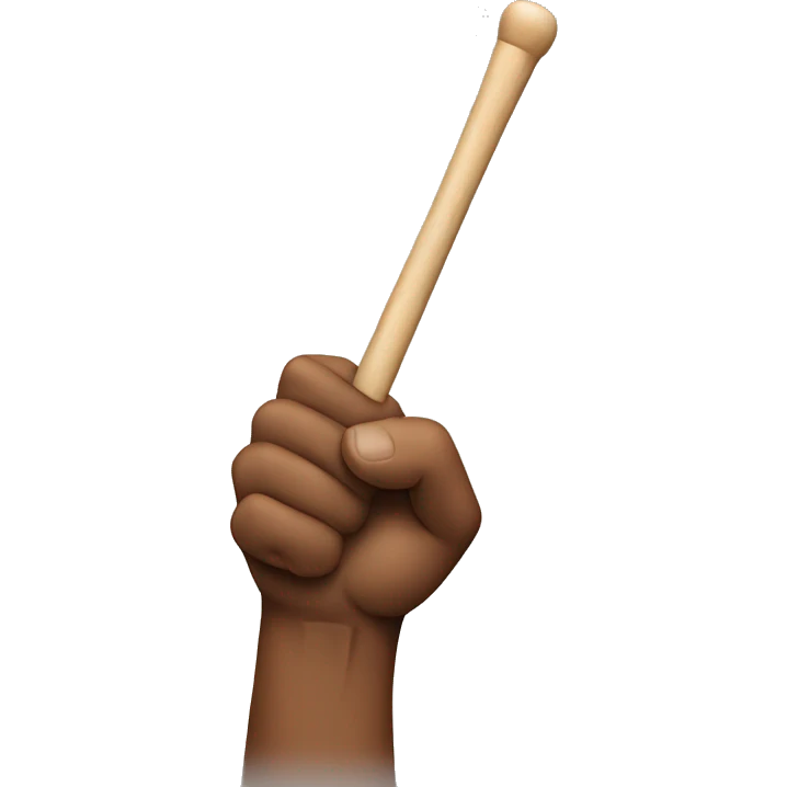 Pumped biceps while hand holding a pair of drum sticks emoji
