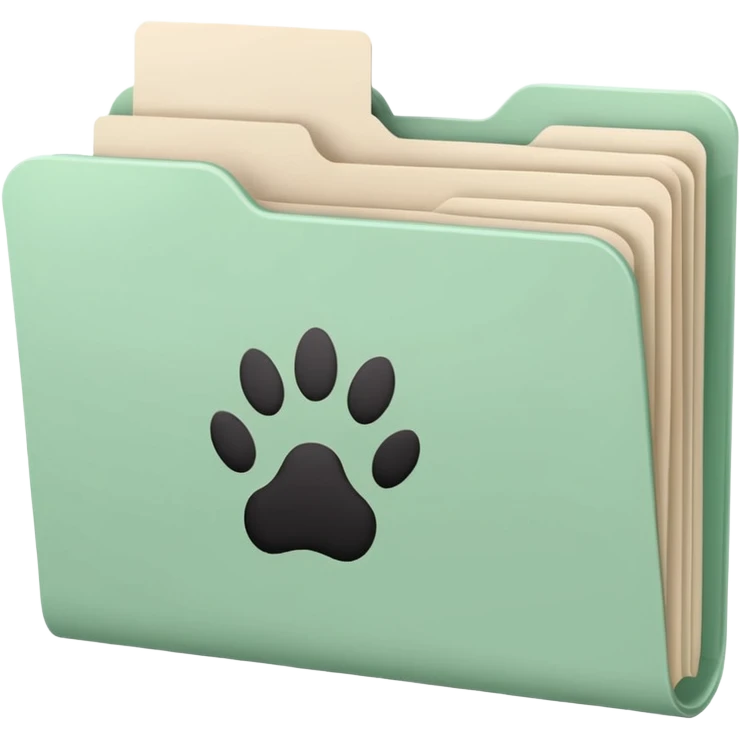 a pastel green folder of documents with a pawprint on it emoji