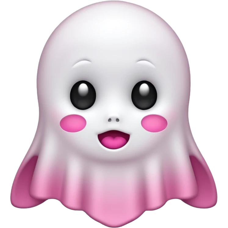 fantasma cute con lazo rosa emoji