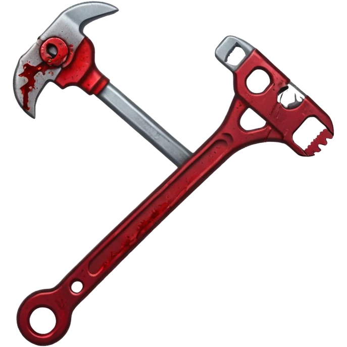 A wrench covered In zombie blood, in a dark menacing style emoji