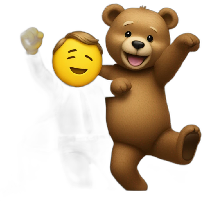 macron dancing with ted bear emoji