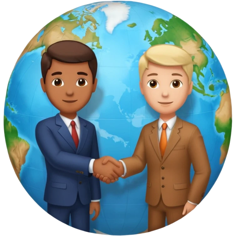 Shake hands and a globe showing negotiation of climate change emoji
