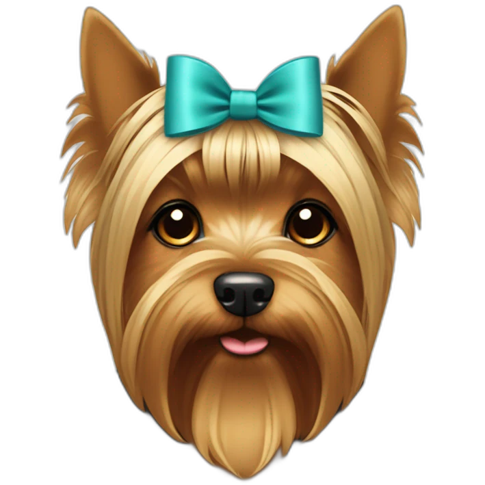 Giant Dog Yorkshire Terrier with bow on the head with ears down emoji