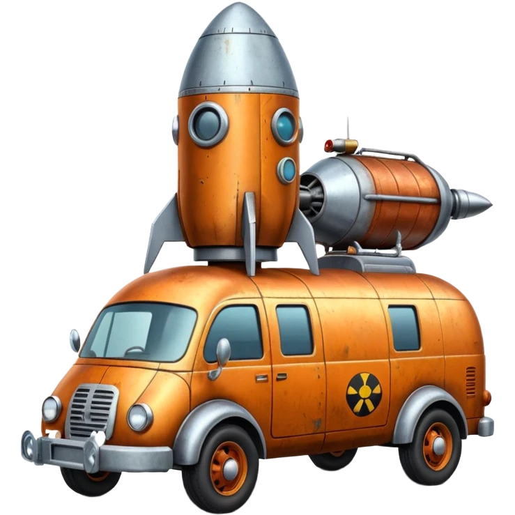 Heroic SuperBug Ron’s exterminator superminator antique rocket-powered tall robot transit van (motto: Bombing creepy bugs is fun) emoji