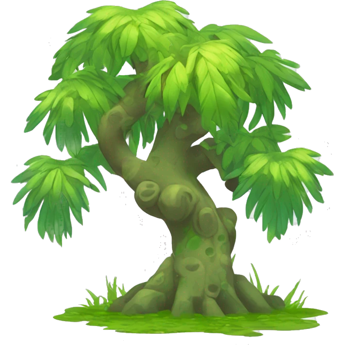 Colorful earthly muddy fresh Cool Cute Fantasy legendary swampy tree-jungle-bird plant-grass-type-Dendro-avian Fakemon full body emoji