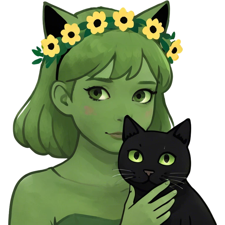 Blonde girl holding black cat emoji