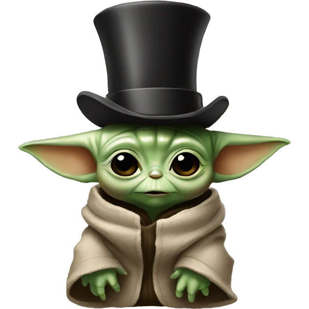 Baby Yoda wearing a top hat emoji