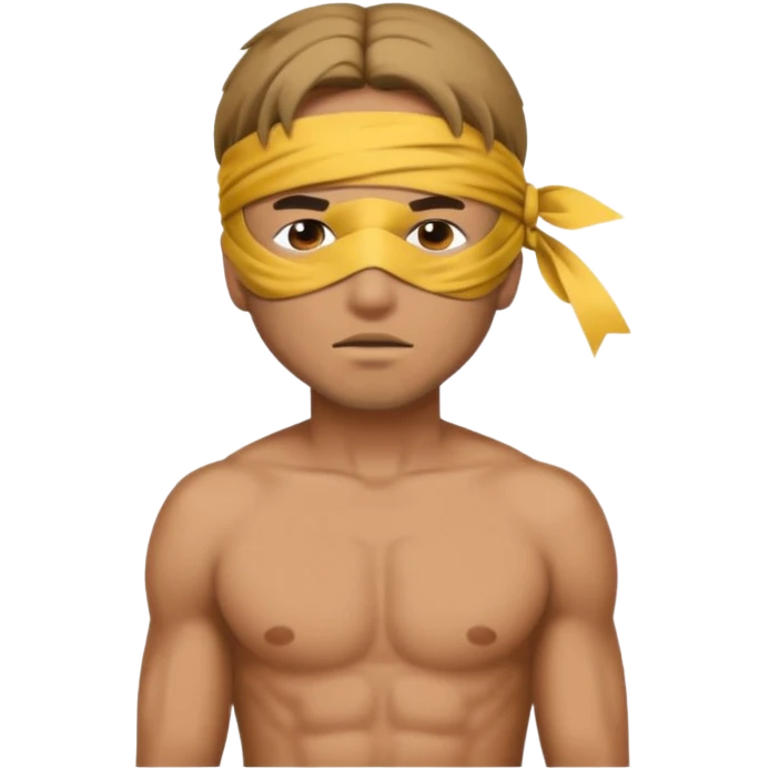 tied up man with blindfold shirtless emoji