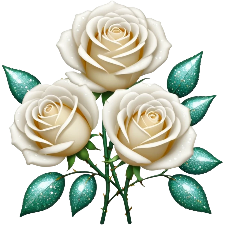 Glitter White Roses emoji